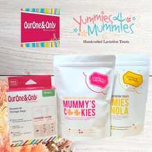 Load image into Gallery viewer, Yummies4mummies &amp; OurOne&amp;Only - Breastmilk Storage Bags + Lactation Cookies OR Lactation Granola Bundle
