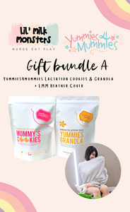 Yummies4mummies & Lil' Milk Monsters Gift Bundle A (Cover + Cookies + Granola)
