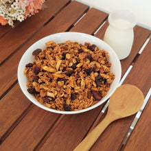 Load image into Gallery viewer, Granola with almond, walnut, cranberries &amp; raisins. No sugar added with only honey as the natural sweetener.
